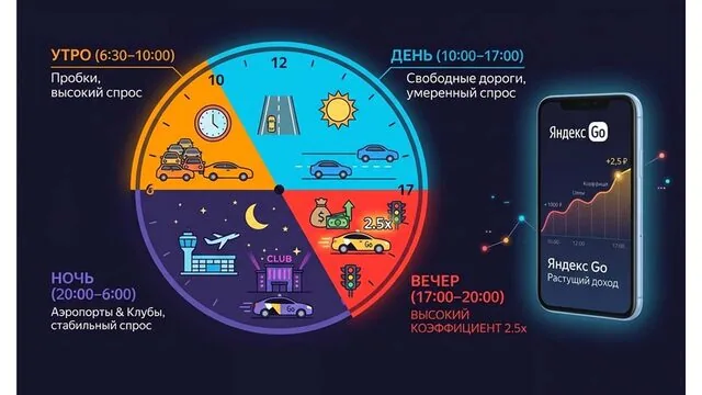 Лучшие часы для работы в Яндекс Go