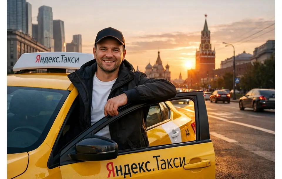 Водитель Яндекс Такси готовится к смене